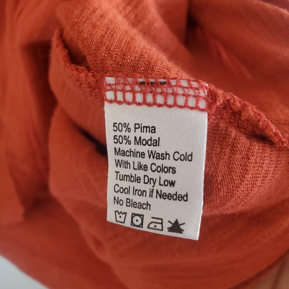 Lilla P Women's Shift Dress Rusty Orange XS Long Sleeve Modal Autumn Casual - Picture 7 of 9